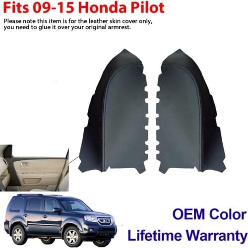 2PCS Microfiber Leather Interior Front Door Handle Armrest Panel Cover Inner Trim For Honda Pilot 2009-2013 interior accessories