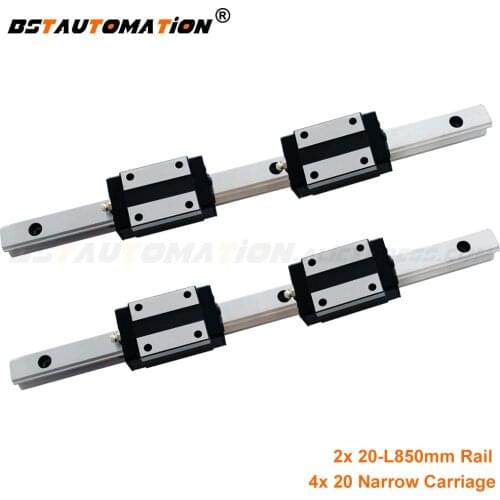 20mm Linear Motion Guide 20mm L 850mm rail +4pcs BLH20N Square Linear Carriage Block HGR20 HGH20CA HSR20 for CNC X Y Z Axis