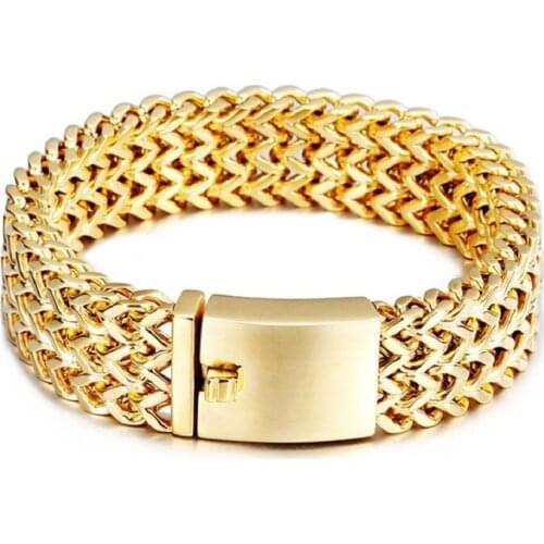 The new titanium steel bracelet simple fashion generous electroplating full gold men 's stainless steel jewelry