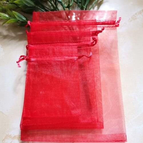 Wholesale Packaging Bags Red Jewelry Bags Pouch Drawstring Organza Bags Christmas Goodie Bag Wedding/Birthday Party Supplies