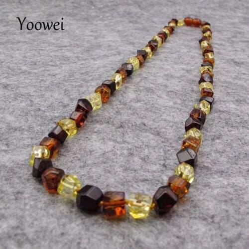 Yoowei Natural Amber Necklace for Unisex Original Faceted Beads Knotted Birthday New Year Gifts Amber Jewelry Collar Wholesale