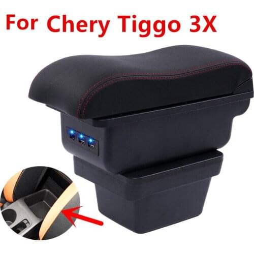 For Chery Tiggo 3X armrest box central Store content box with cup holder ashtray decoration With USB interface