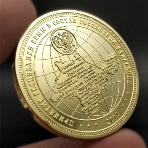 Russia President Vladimir Putin Crimean Map Gold Plated Commemorative Coin Souvenir Festival Gift
