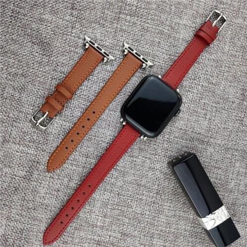 Leather bands for apple watch se strap 40mm 38mm women girls slim thin band for iwatch 6 5 4 3 44mm 42mm leather Wristband belt
