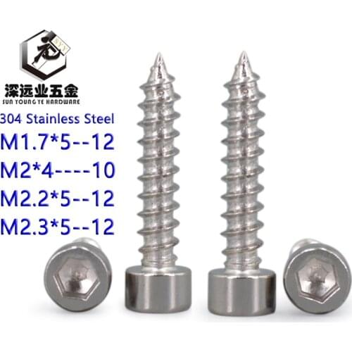 500pcs Hexagon Socket Cap Head Self Tapping Screw Model Screws 304 stainless steel Speaker Screws M1.7 M2 M2.2 M2.3