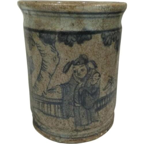 Blue flower pen barrel antique collection office decoration office decoration