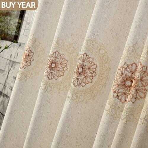 Modern Simple Curtains for Living Dining Room Bedrooms Cotton Embroidered Fabric Curtains Tulle Finished Product Customization