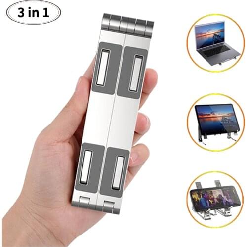 Universal 3 In1 Portable Phone Holder Adjustable Foldable Tablet Stand Holder for Xiaomi Ipad/laptop/phone Zinc Alloy