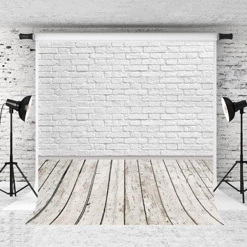 VinylBDS Customized Background Photography White Brick photo Backdrop Wood Floor Newborn Studio background