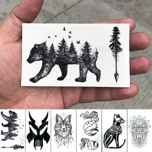 Waterproof Temporary Tattoo Sticker Walk Bear Bird Tree Animal Fake Tatto Hand Arm Foot Flash Tatoo for Kid Girl Men Women