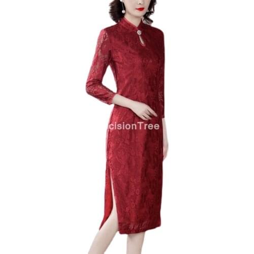 2021 woman sexy cheongsam chinese style dress vintage cheongsam dress party lace qipao chinese dress oriental cheongsam dress