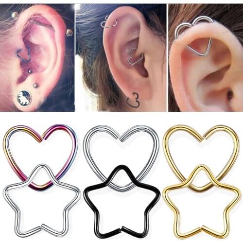 1PC Steel Daith Piercings Helix Piercings Ear Tragus Cartilage Rook Piercings Ear Piercings Conch Lobe Earrings Body Jewelry