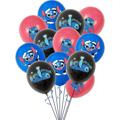 10pcs Stitch Print Star Baby Theme 12 Inch Latex Balloon Children Baby Shower Birthday Party Decorations Supplies