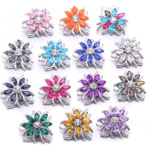 2020 New Snap Jewelry 10pcs/lot Mixed flower 18mm Metal Snap Buttons Snap Button Jewelry DIY fit 18mm Snap Button bracelets