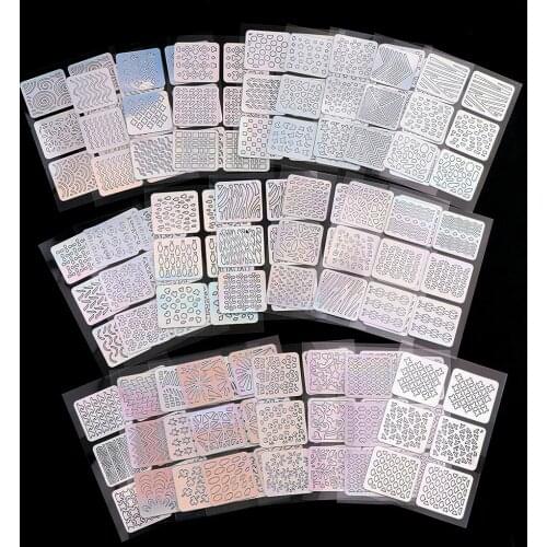 24 Sheets/Set DIY Nail Art Hollow 3D Laser Sticker Stencil Gel Polish Nail Vinyl Tip Transfer Guide Template Nail Decals