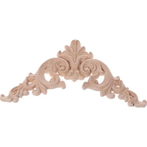 YYSD 4pcs/set Wood Carved Corner Onlay Applique Unpainted Frame Cupboard Cabinet Decal For Home Furniture Decoration 12x12cm