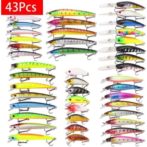 43Pcs Fishing Lure Set Crank Lures Mini Minnow Floating Swing Crankbait Crazy Wobblers Artificial Wholesale Fishing Hard Baits
