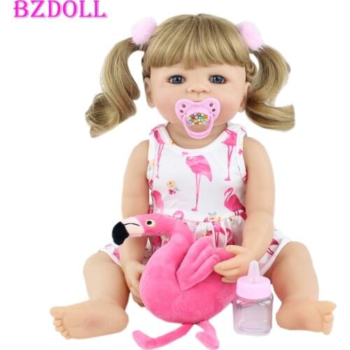 55cm Full Silicone Reborn Doll For Girl Blonde Princess Toddler Alive Babies Realistic Classic Boneca Play House Toy