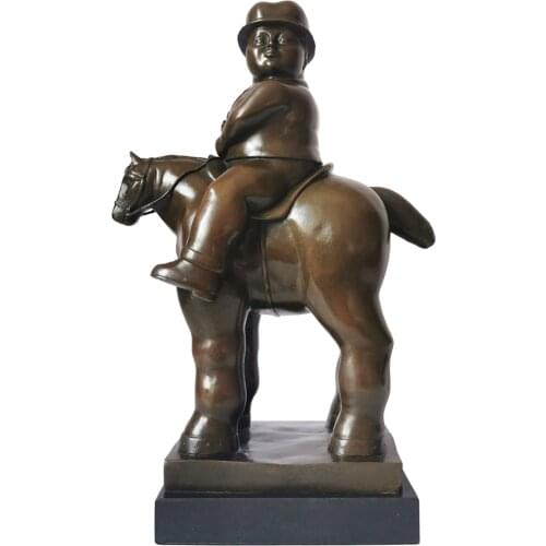 Abstract Sculpture Bronze Statue Fat Gentleman Riding Horse Famous Art Home Decoration