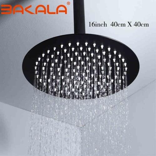Square bathroom Rain&waterfall stainless steel shower head fixed rotatable type fixed support type chrome/black shower faucet