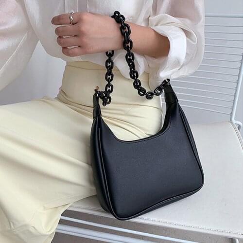Elegant Design Women Shoulder Bag Simple Style Handbags Chain Crossbody Bags Pu Leather Female Fashion Underarm Bag