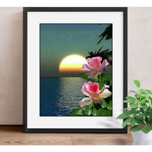5D DIY Full Square Mosaic Sunset Picture Rhinestones Diamond Embroidery Sea Diamond Painting Home Decor Handmade gift