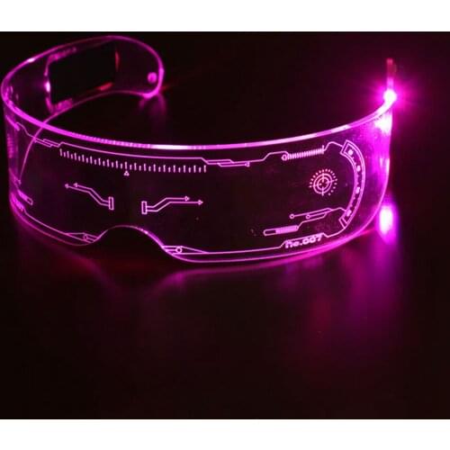 Cool Luminous LED Glasses Glowing Costume Neon Light Flashing Sunglasses Punk Goggles Cyber Future Cosplay Party Light Neon Glow