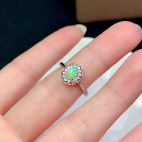 Retro grace round Sun flower Natural Multicolor opal Ring Natural gemstone ring S925 silver women party gift fine Jewelry