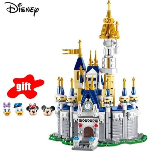 Disney Castle Palaces Assembly Building Blocks Mickey Minnie Mouse Duck Donald Figure Compatible Model Bricks Toy Children Gift