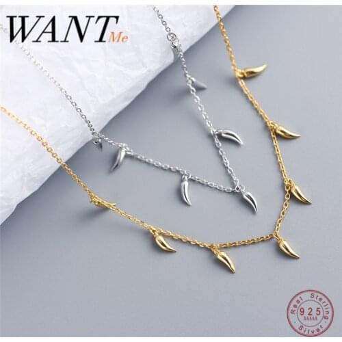 WANTME Genuine 925 Sterling Silver Geometric Little Pepper Cuban Chain Charm Pendant Necklace for Fashion Women Bohemian Jewelry
