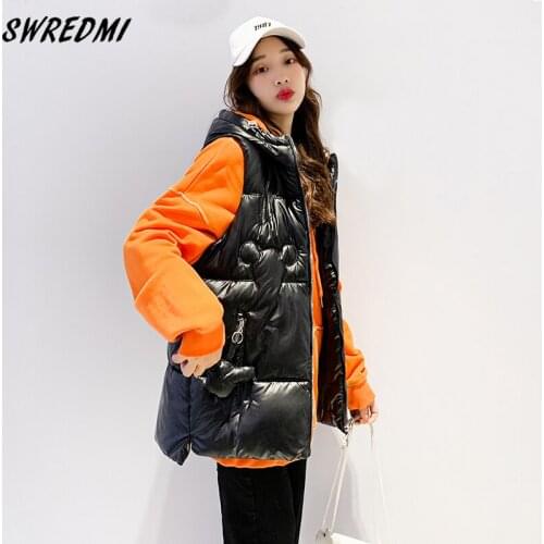 SWREDMI A-Line Warm Vests Jacket Women Solid Hooded Zipper Waistcoat Female Sleeveless Parka