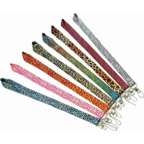 Leopard Print Card Holder Lanyard for Women ID Badge Work Card Holder Lanyard Cellphone Neck Strap Hanging Rope with Key Ring