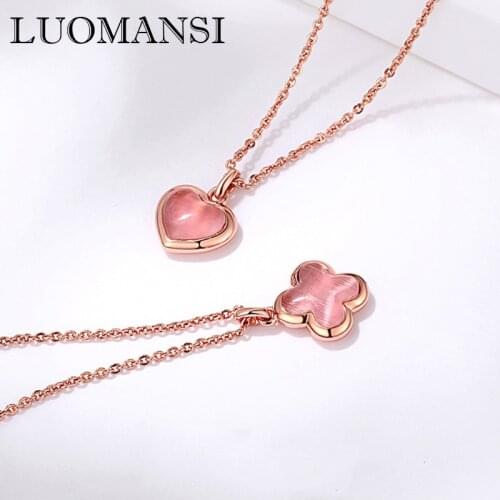 Luomansi Really 18K Rose Gold AU750 2g Heart-shaped Four-leaf Clover Necklace with Certificate High Temperament Lover Jewelry