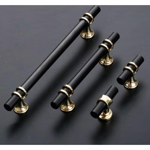 Furniture Handle Gold Cabinet Knob and Handle Drawer Knobs Cupboard Pulls Kitchen Handle Pull Black Handle Furniture hardware