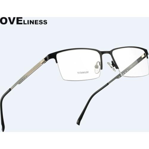 Fashion Square Glasses Frame Men Optical mens eyeglasses frames male Half Metal eyewear Myopia Prescription glasses Spectacles