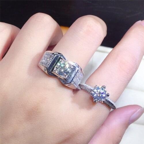 Ekopdee Fashion Band Design Cubic Zirconia Engagement Rings For Women Luxury Couple Zircon Promise Ring Female Wedding Jewelry