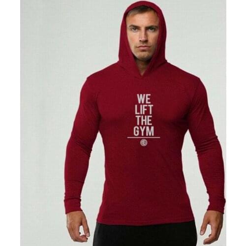 Muscleguys Brand Clothing Fitness Mens Long Sleeve T Shirt with Hooded Gym T-shirts Men Bodybuilding Man Slim Fit Tshirts Male