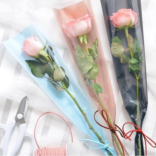 Single Rose Packaging Bag Opp Matte Transparent Bag Single Bouquet Flower Wrapping Material Plastic