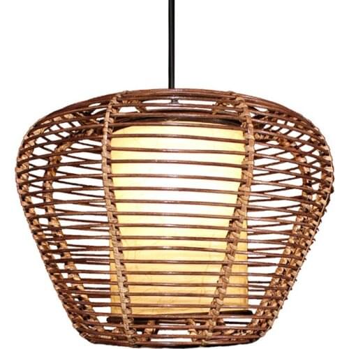Southeast Asia Handmade 15" Round Rattan Pendant Pendant Lamp Lights Fixture Study Room Hanging Light Traditional Pendant light