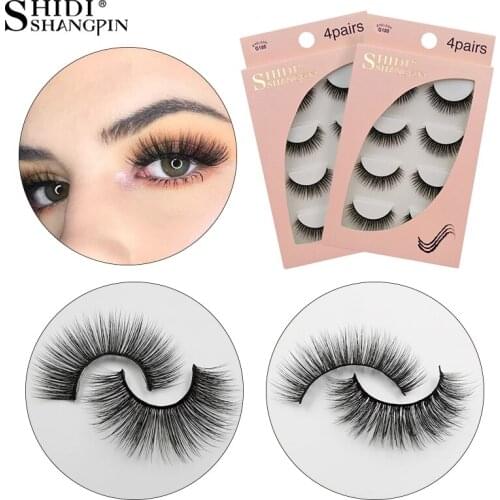SHIDISHANGPIN 4 Pairs mink eyelashes natural long false eyelashes dramatic faux eye lashes for makeup mink cilios maquillaje