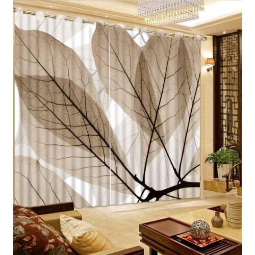 Luxury Blackout 3D Curtains For Living room Bedding room Office leaf curtains