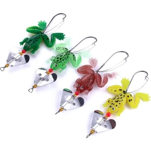 1PC 7CM 6G Soft Rubber Frog Fishing Lure Bass Pike CrankBait 3D Eye Lifelike Frog Spinner Spoon Bait Fishing Tackle Wobbler