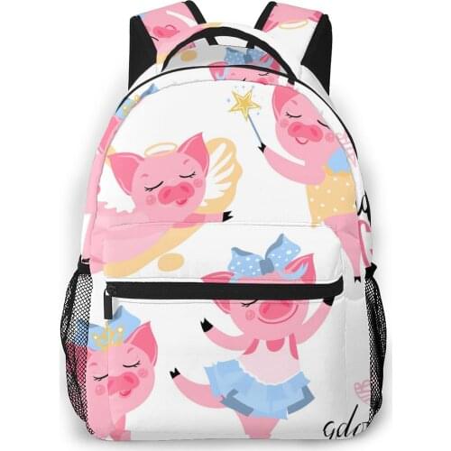 OLN Backpack Women Shoulder Bag For Teenage Girls Cute Cartoon Pink Piggy Bagpack Female Ladies School Backpack