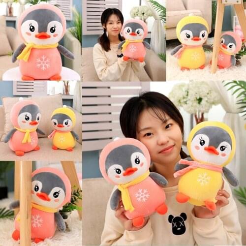 Cute 20/30/40cm plush penguin wearing clothes Red lips Pillow stufeed soft Soothe doll Sofa decoration christmas gift kid