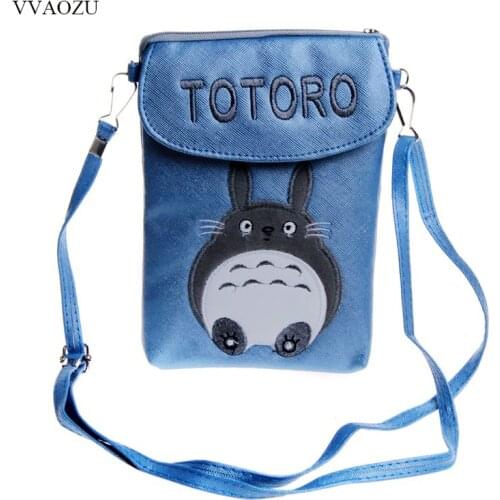 Japan Anime Totoro PU Leather Messenger Bags Cute Girls Women Phone Small Shoulder Crossbody Bag Casual Coin Wallet Purse