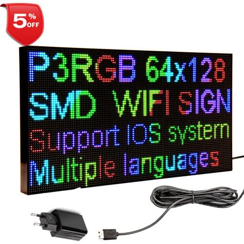 P3 LED Ads Sign Display Board 38.7*19.6cm RGB Full Color WiFi Programmable Message with SMD LED Advertising Display Business