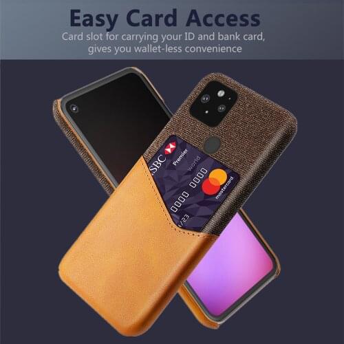 Febric Card Holder Cover For Google Pixel 5 5A 4A 3A 4 3 XL Cloth Texture PU Antiskid Case For Pixel4a 5G Pixel5 Pixel5a Funda