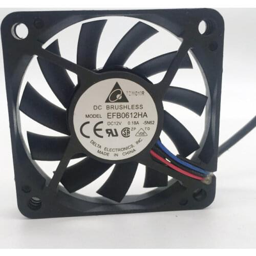 Delta EFB0612HA 6010 6CM 60x60x10mm DC 12V 0.18A 3-pin PC Case Cpu Server Inverter Axial Blowercooling Fan