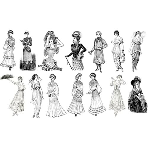 Vintage European Ladies Stickers DIY Scrapbooking Label Diary Sticker Retro Character Fashion Dress Design Decor Sticky Paper