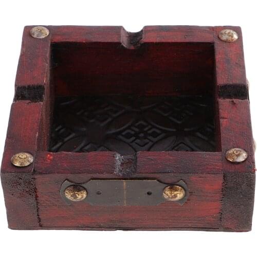 Dolity Vintage Wood Ashtray Cigarette Cigar Handmade Tobacco Case 4 Cigarette Rest